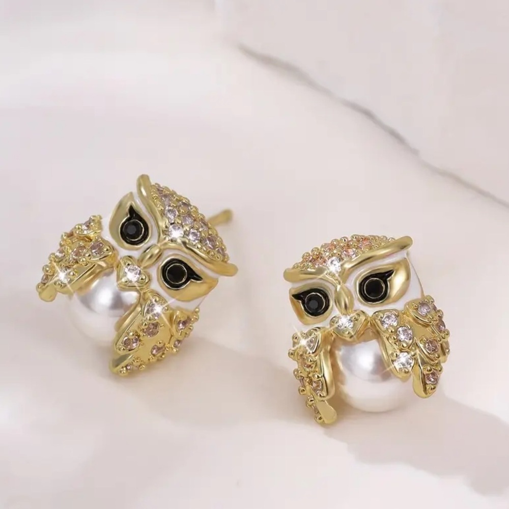 NEW! Vintage Boho Owl Earrings with Synthetic Zirconia  🦉 A5-170
